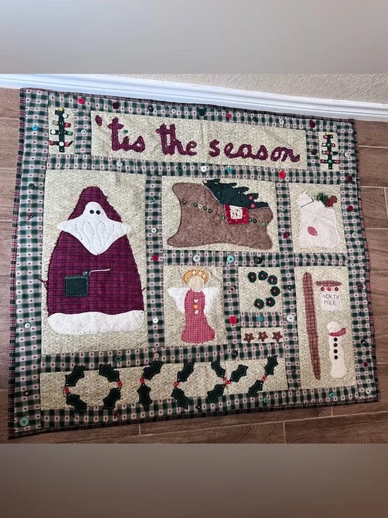 Vtg Handmade Sampler Xmas Quilt 39
