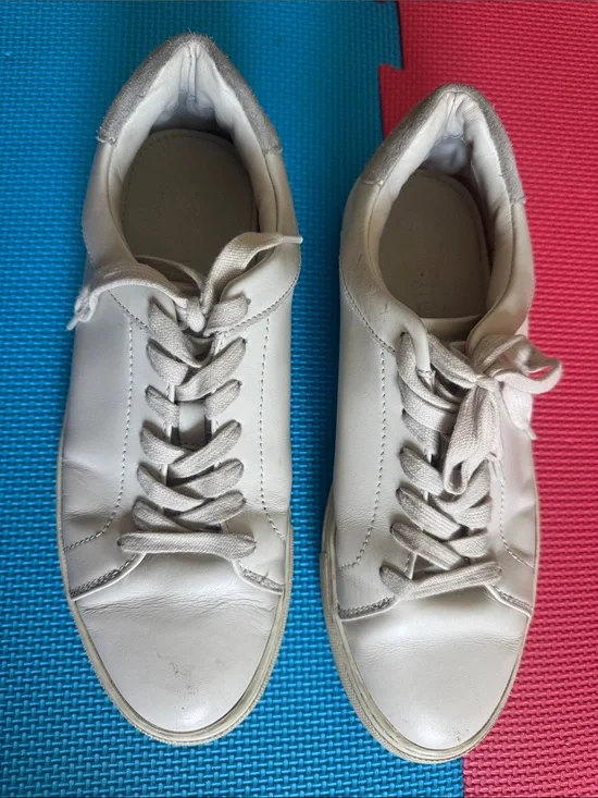 Nordstrom Men's Light Beige Leather Sneakers - Lace-Up