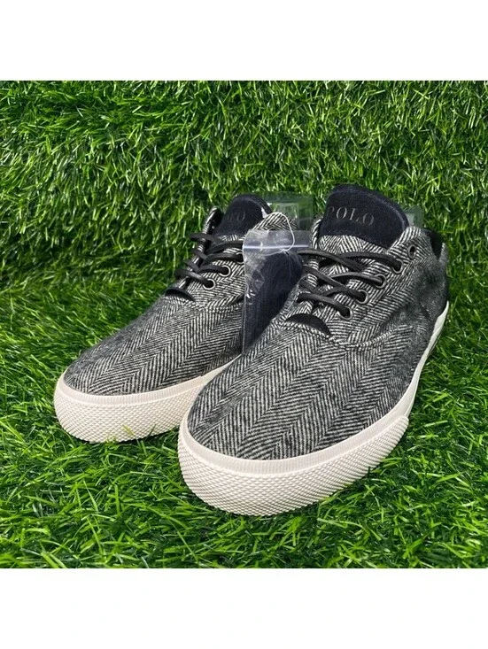 NEW Polo Ralph Lauren Vaughn Men's 9.5D Herringbone Pattern Wool Suede Sneakers
