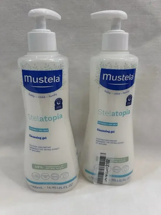 Mustela Stelatopia Eczema-Prone Skin Cleansing Gel Baby Face & Body Lot Of 2