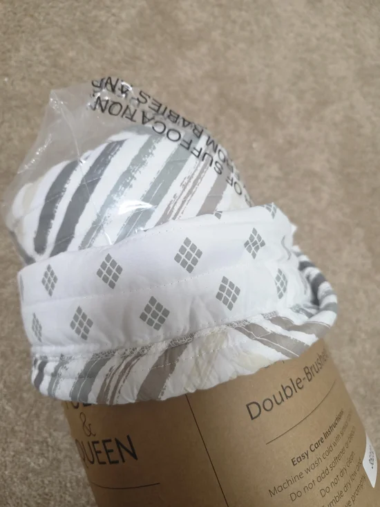 Striped Grey & White Quilted Pillow Shams - Neutral Geometric Print