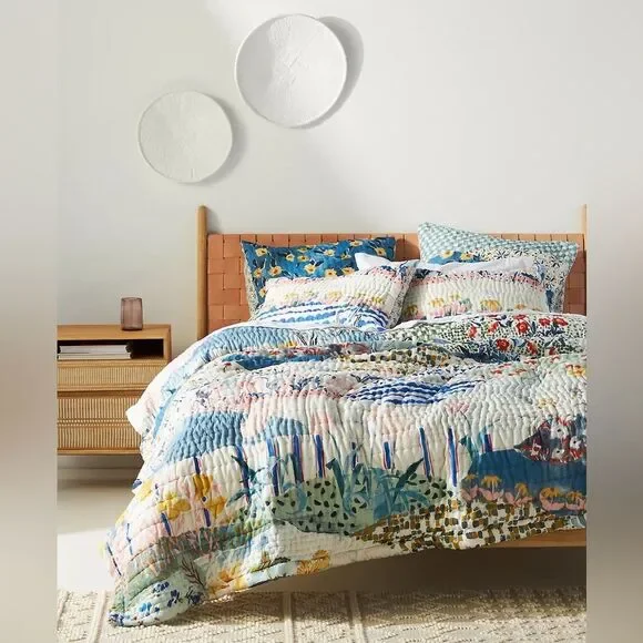New Anthropologie 100% Cotton Voile Printed Quilt Collection Size King