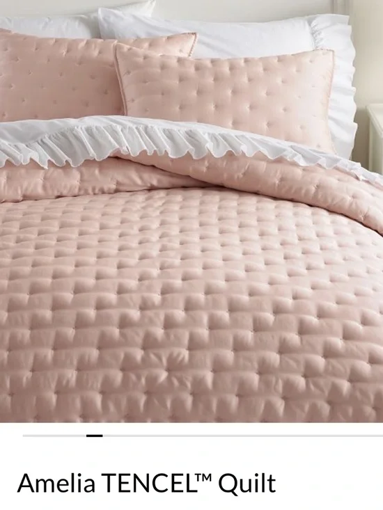Pottery Barn Teen Amelia TENCEL™ Quilt - Full/Queen - Blush Pink - Excellent