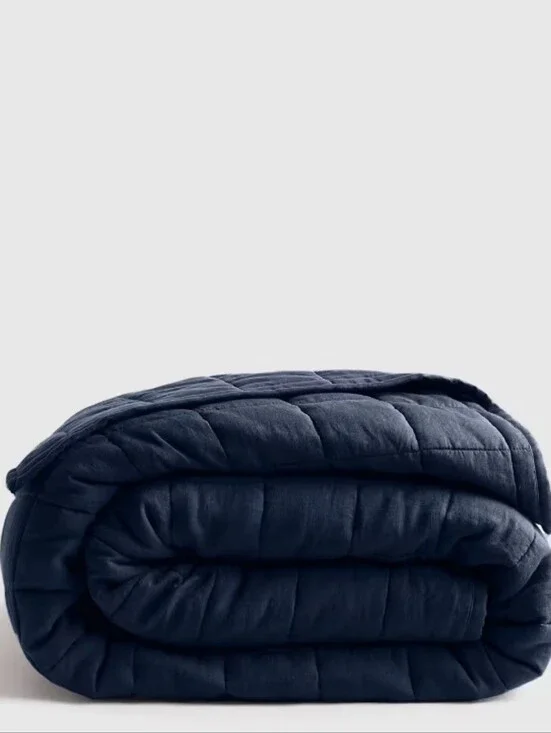 Quince European Linen Box Quilt - Navy