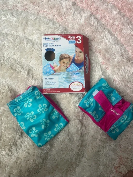 SwimSchool Level 3 Fabric Arm Floats - Turquoise & Pink
