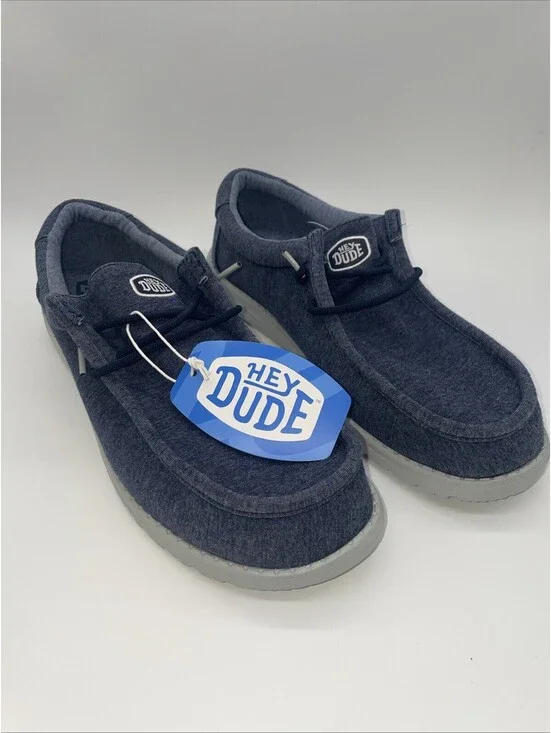 Hey Dude Wally Stretch Jersey Navy Size 14 Men's Shoes New with Tags 45433-030