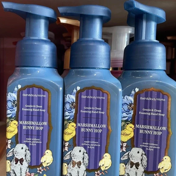 3 Bath & Body Works Marshmallow Bunny Hop Foaming Hand Soap - Blue and Yellow
