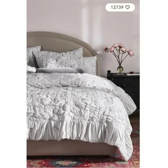 Anthropologie Dahlia Cotton Jersey Floral Quilt Size Queen NWT