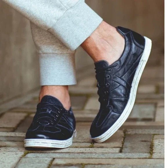 BED STU Men's Muller Leather Sneaker, Pre-Scuffed, Designer, Navy, Size 11.5 NWT