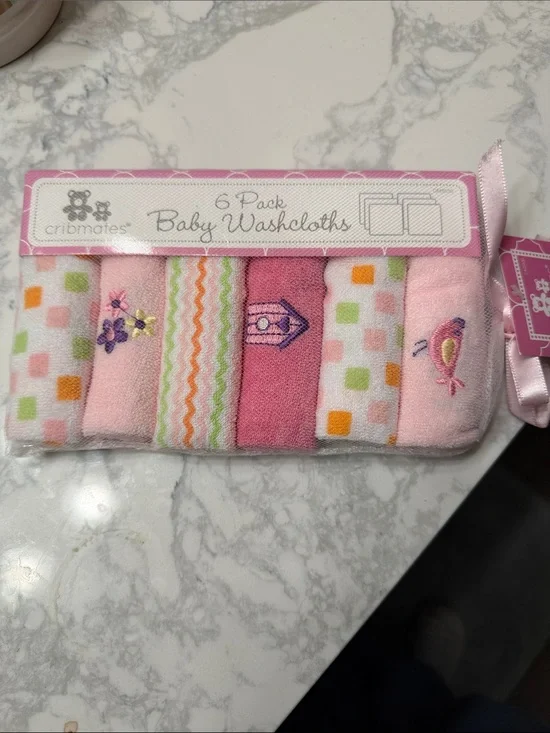 cribmates 6-Pack Baby Washcloths - Pink Multi