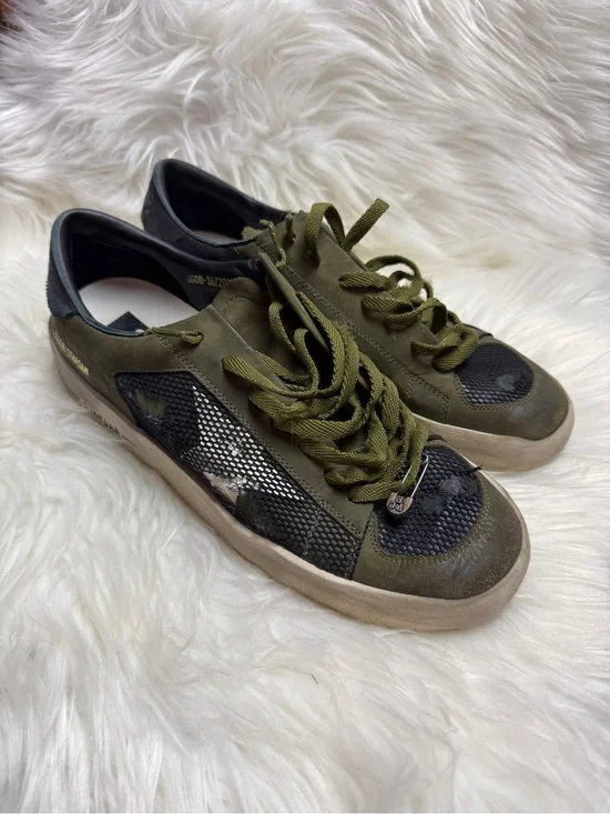 Golden Goose STARDAN Olive Green & Black Men's Low-Top Sneakers with box