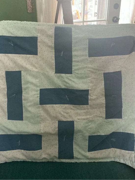 Patchwork Cotton Quilt in Light Green and Teal