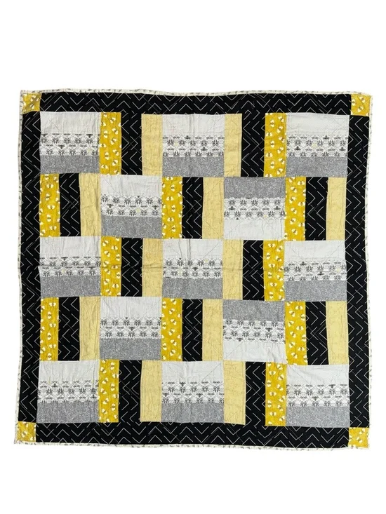Bumblebee Patchwork Quilt Baby Blanket Double Sided Handmade Coquette Newborn