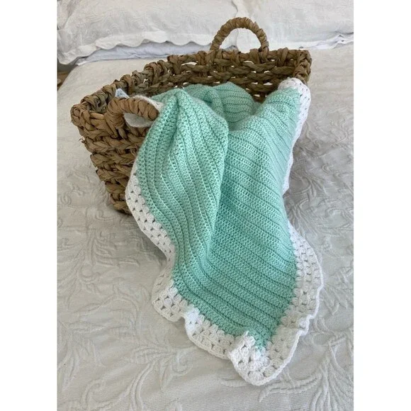 Vintage Infant Baby Afghan Blanket Handmade‎ Swaddle Wrap Keepsake Heirloom Gift