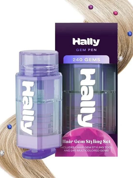 Gem Pen, 240 Stick-On Hair Gems with Stamper Tool, Easy to Apply and Remove, Hai