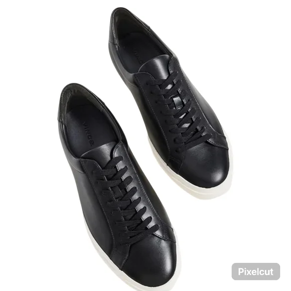 Vince Fulton Low Top Sneaker Black Leather Men's 9
