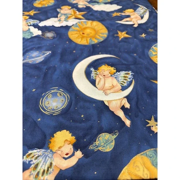 Vintage Alexander Henry Fabric Cherubim 1994 Blue Background 100