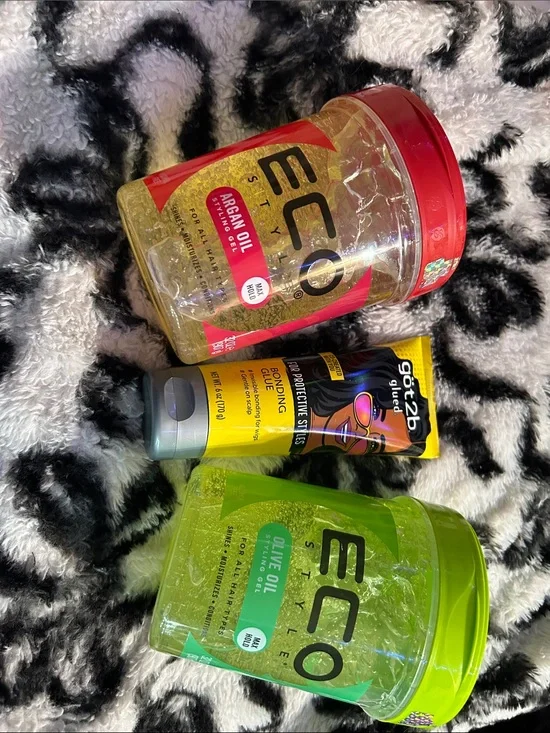 Kids Hair Gel Duo (Red Argan & Green Olive) with GOT2B Glue NO LIQUIDS