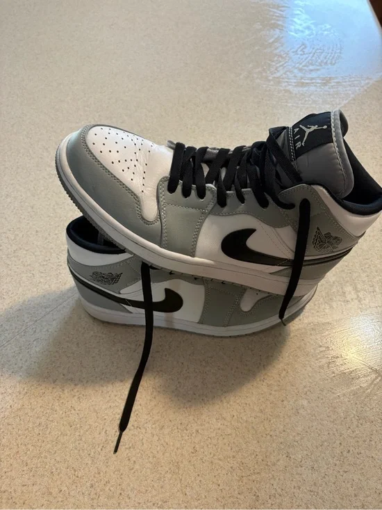 Nike Air Jordan 1 Mid Men’s Shoes - White, Gray & Black