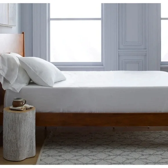 Quince European Linen Fitted Sheet Set King Size White NO FLAT SHEET 3 Piece