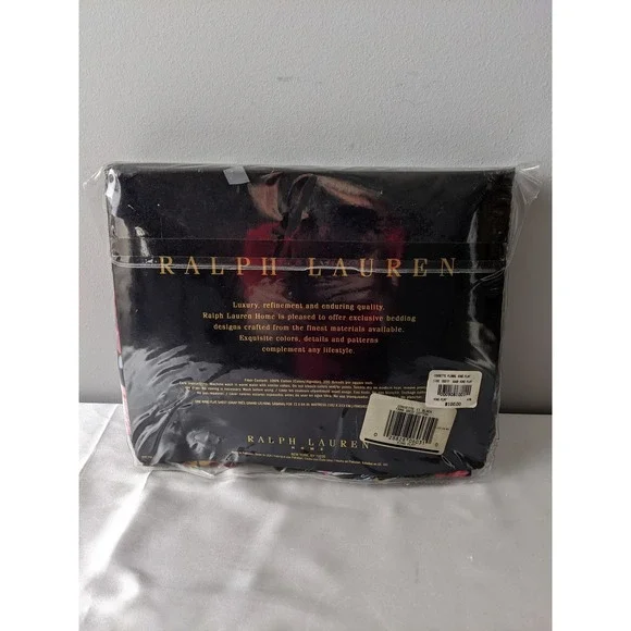Ralph Lauren Isadora Cossette Black Floral Ruffled Flat Sheet King New 200TC
