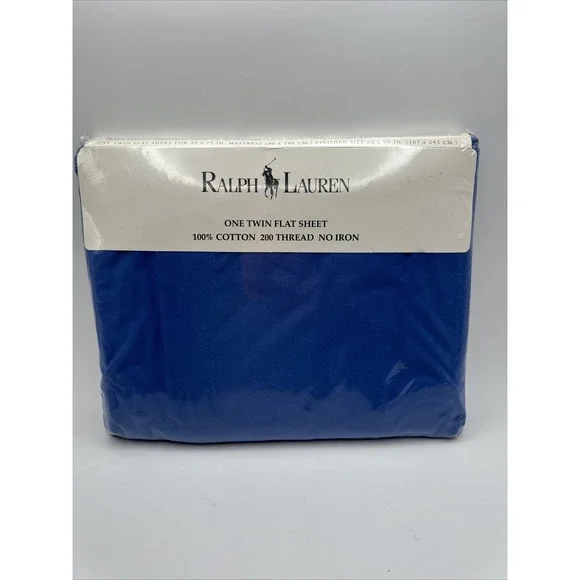 Vtg Ralph Lauren Classic Mystic‎ Blue TWIN Flat Bed Sheet USA Made 100% Cotton