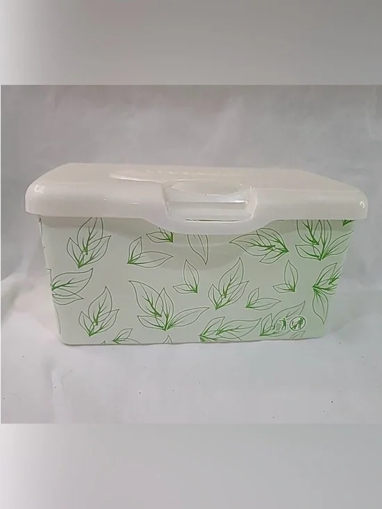 Huggies Baby Wipes Green Leaves Empty Pop Up Container Tub Refillable