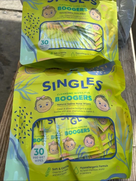 SINGLES Cleansing Nose Wipes for Boogers — Bright Yellow Pack (2)