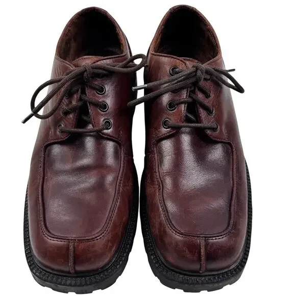 Reaction Kenneth Cole Y2K Leather Chunky Lug Sole Lace Up Loafers Men's Size 9.5