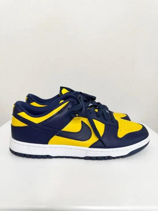 Nike Dunk Low Michigan Navy and Yellow Sneakers Men’s Size 12.5