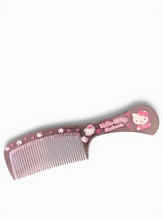 Hello Kitty Pink and Brown Kids Hair Comb with Cute Character Handle
