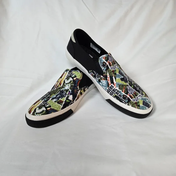 Toms X Marvel Men's Black Avengers Baja Limited Edition Slip-on Shoes 10M NWOT‎