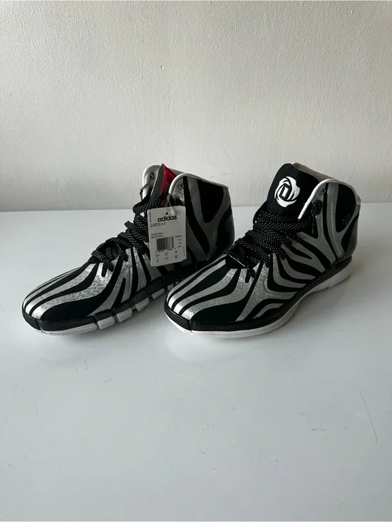 Adidas D Rose 4.5 High-Top Sneakers in Black & Silver Zebra size 13
