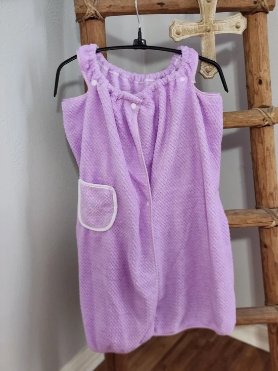 Kids Plush Bath Wrap - Lavender Cozy Towel Dress