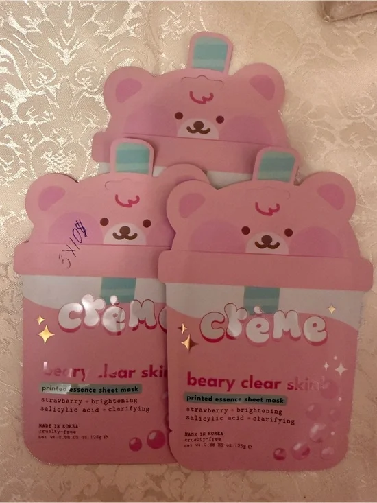 The Crème Shop Boba Bears Beary Clear Skin printed essence sheet masks