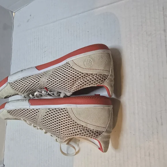 Beige and Red‎ Mesh Sneakers