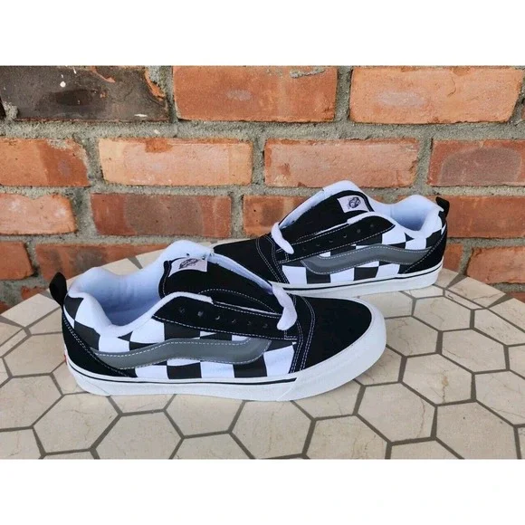 Sz 11 Vans Mega Check Knu Skool Skate‎ Sneakers Mens Black White Checkerboard