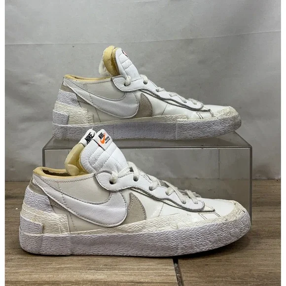 Nike Blazer Low Sacai White Medium Grey Classic Casual‎ Sneakers