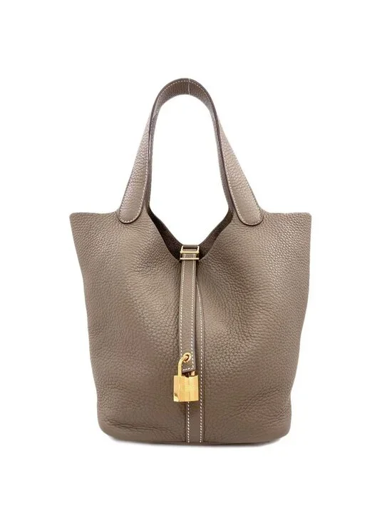 Hermes Picotin Lock Etoupe Gold Handbag Taurillon Clemence