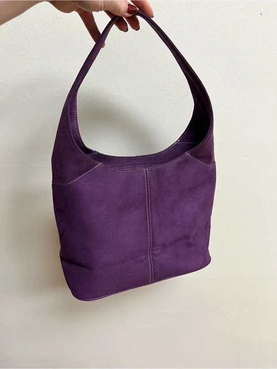 Purple faux  Suede Shoulder Bag - Elegant Everyday Hobo