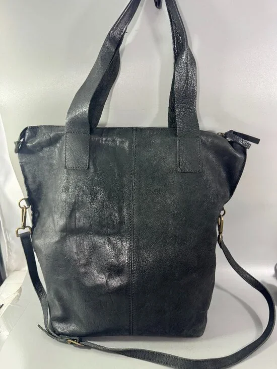 nina kendosa Paris Black Leather Reversible Tote/Shoulder Bag