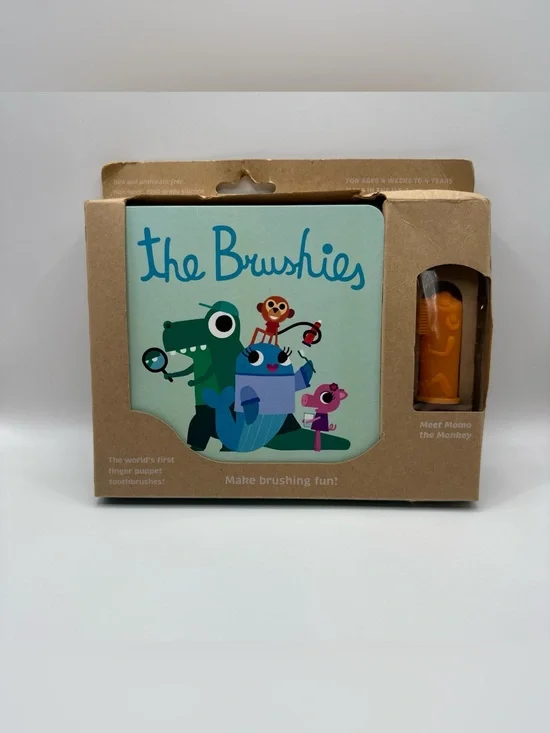Baby & Toddler Toothbrush & Storybook Gift Set Monkey Finger Puppet Toothbrush