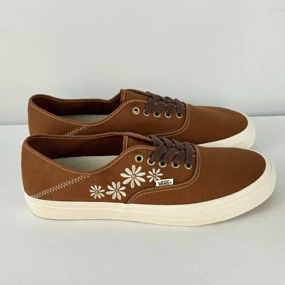Men's 13 - Vans Authentic VR3 SF Brown Painted Floral Skate Shoes