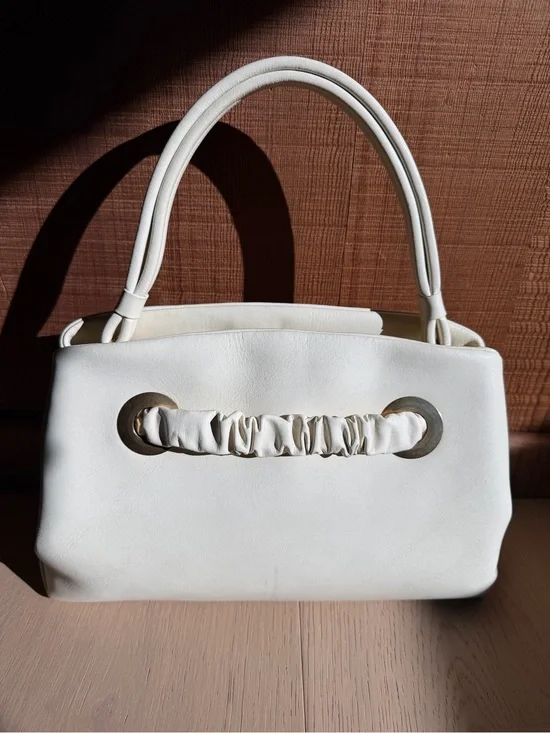 Céline Eyelet Bag Runway 2018 White Leather Top-Handle Bag Phoebe Philo Celine
