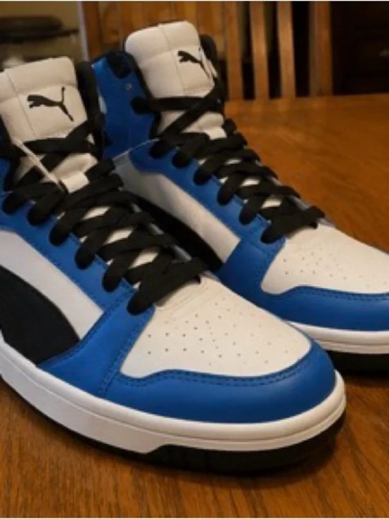 Puma High-Top Sneakers in White, Blue and Black