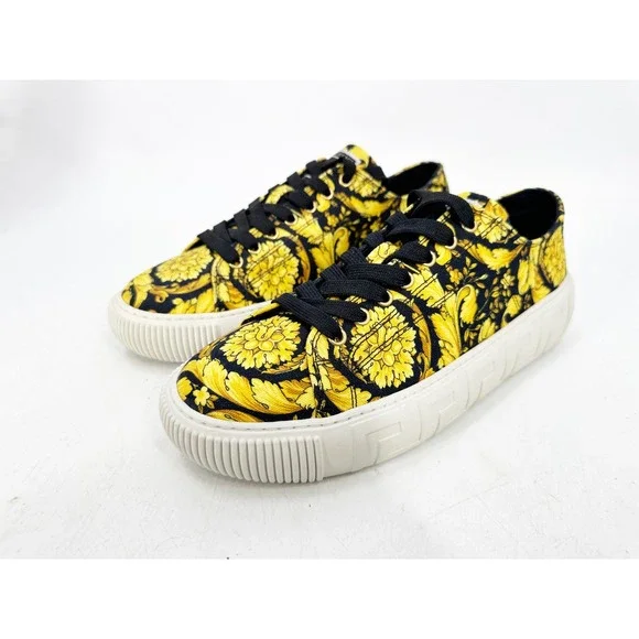 Versace Greca Barocco Sneakers Mens 41‎ Yellow Black Medusa Low Top