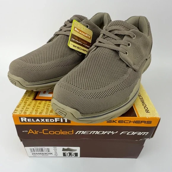 Skechers Expected 2.0 Marino Khaki Mens Memory Foam‎ Shoes Mens 9.5 NIB