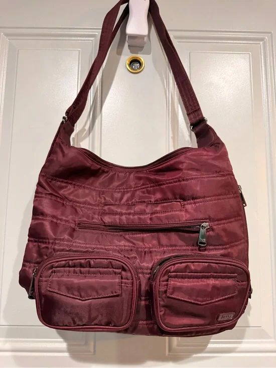 LUG Zip liner 2 convertible hobo Quilted  Shoulder Bag in Deep Wine
