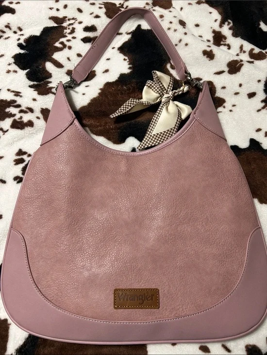 Wrangler Dusty Rose Hobo Bag with Twill Scarf Accent