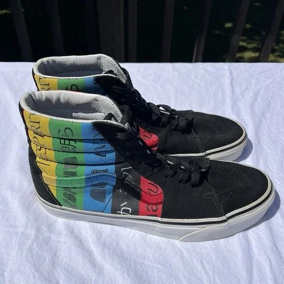 VANS Sk8 Hi‎ Top Espiritu Mens Sz 8 Multi Color Skateboard Sneakers Women's 9.5